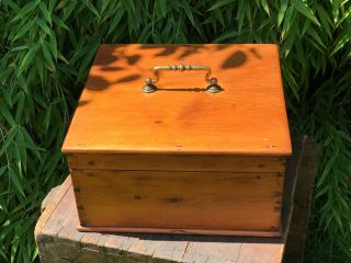 Vintage Wooden Work Box Storage Hinged Lid Internal Tray 12 " X 11.  5 " X 6 1/4 "