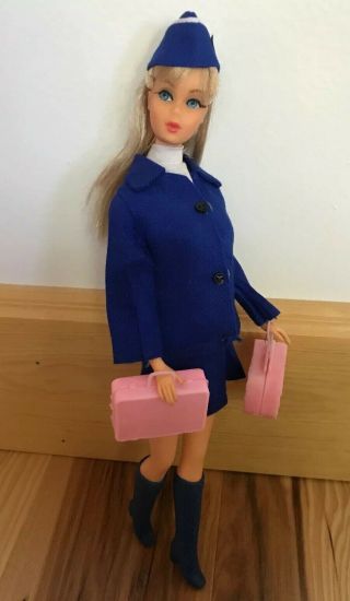 Vintage Barbie Htf Clone Airline Stewardess Outfit,  Blue Lace Up Boots