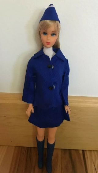 Vintage Barbie HTF CLONE AIRLINE STEWARDESS OUTFIT,  BLUE LACE UP BOOTS 3