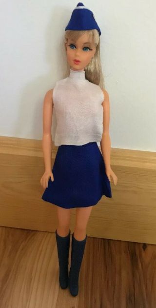 Vintage Barbie HTF CLONE AIRLINE STEWARDESS OUTFIT,  BLUE LACE UP BOOTS 6
