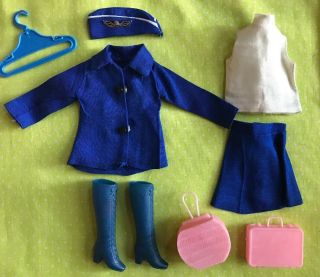 Vintage Barbie HTF CLONE AIRLINE STEWARDESS OUTFIT,  BLUE LACE UP BOOTS 8