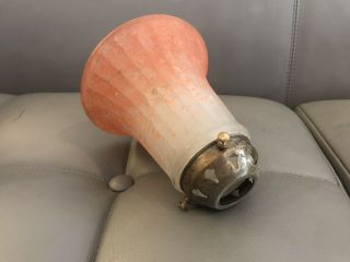 Mid Century Art Deco Glass Table Or Ceiling Lamp Shade And Holder