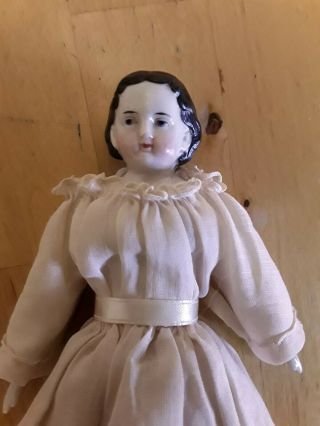 Antique Tiny 7 " China Head Doll With Handkerchief Dress Victorian
