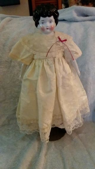 Antique 20 - Inch Hertwig Doll in Vintage Ivory Gown 2