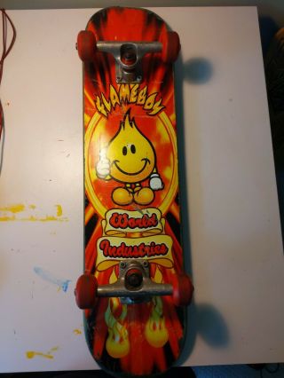 Vintage 90s World Industries Skateboard Flameboy