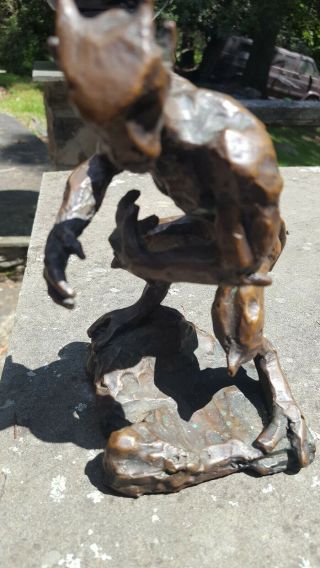 Rare Solid Bronze Brass Standing Figural Devil Satan Lucifer Demon High Relief