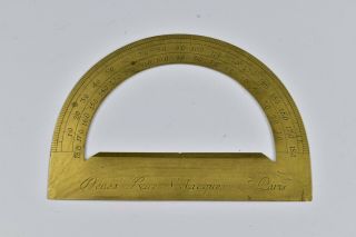 French Drafting Drawing Instrument Geometry Protractor Ruler 18th Century Signed
