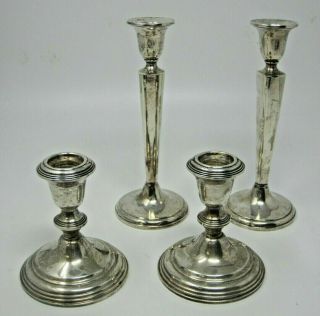 4 Weighted Sterling Candle Sticks Thos Long Woodward