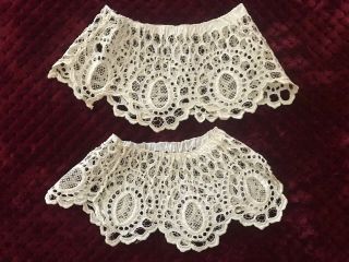 Victorian Ladies Cuffs For A Nightdress - Cut Work Embroidery And Needle Lace