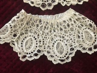 Victorian Ladies Cuffs for a nightdress - Cut work embroidery and Needle lace 2