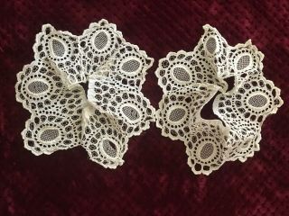 Victorian Ladies Cuffs for a nightdress - Cut work embroidery and Needle lace 3