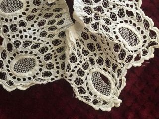 Victorian Ladies Cuffs for a nightdress - Cut work embroidery and Needle lace 4