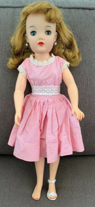Vintage Ideal Doll Miss Revlon Vt - 18 In Pink Dress With Earrings