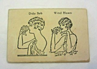 Antique 1900s Naughty & Pocket Mirror Dido Bob Wind Blown Drawing Of Women