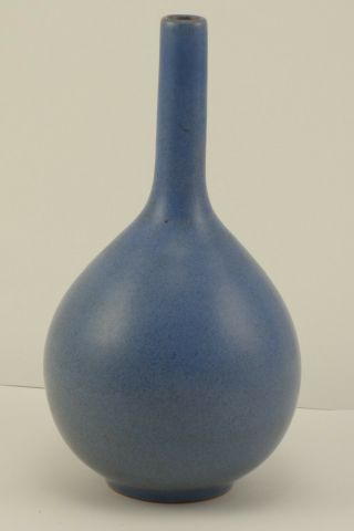 Gorgeous Antique Vintage Signed American Art Pottery Blue Glaze Vase