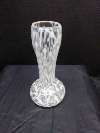 Antique Hobbs Crystal Opalescent Coral/ Seaweed 7 " Vase