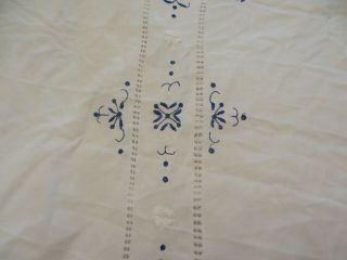Antique white cotton lace duvet cover blue embroidery ladder stitch quality 5