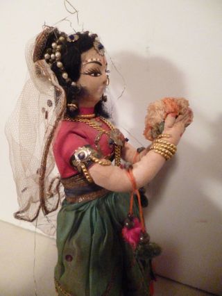 Bride Doll India Thailand Laos Vintage Cloth Doll Dried Flowers In Her Hand