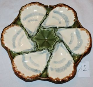 Rare Antique French Majolica Oysters Plate Longchamp /12