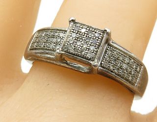 925 Silver - Vintage Antique.  25 Carat Diamonds Band Ring Sz 10 - R7019