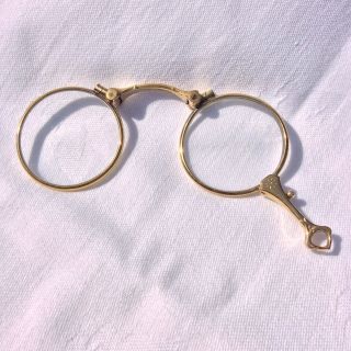 Stunning Antique Gold Plated SPRING LOADED FOLDING LORGNETTE GLASS Spectacle 3