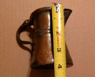 Primitive Handmade Riveted Rolled Hammered Copper Tankard Mug Pourer Cup Antique 2