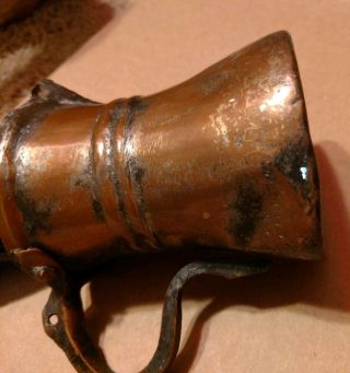 Primitive Handmade Riveted Rolled Hammered Copper Tankard Mug Pourer Cup Antique 3