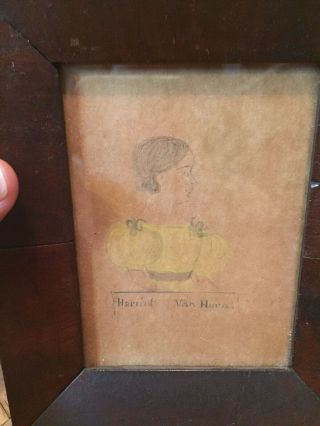 Early 19th Century Framed Watercolor Of A Girl ID’d To Harriet Van Horn 1820 5