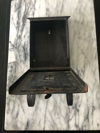 Vintage Antique Black Cast Iron/Metal Wall Mount Mailbox with Newspaper Holder 2