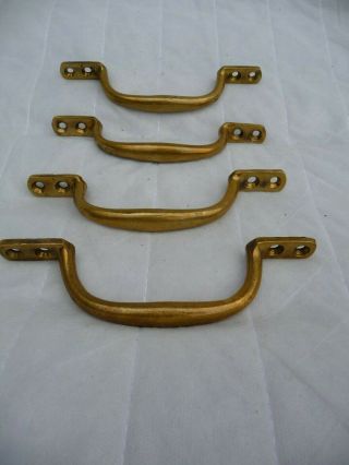 Vintage X4 Large Brass Draw Pull Handles 6.  5 