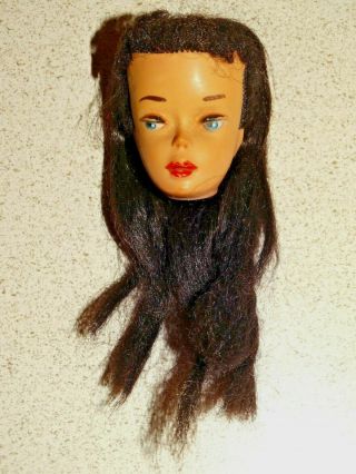 Barbie: Vintage Brunette 3 Ponytail Head W/brown Liner Tlc 2