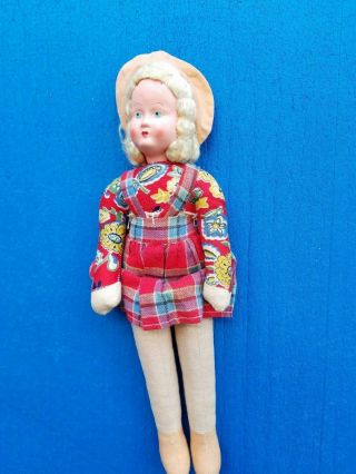 Vintage Cloth Doll Celluloid Polish Plastic Face Poland 2