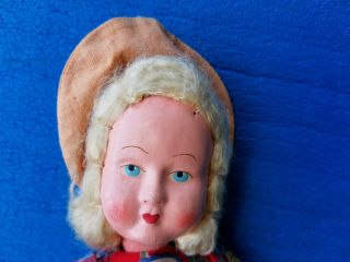 Vintage Cloth Doll Celluloid Polish Plastic Face Poland 5
