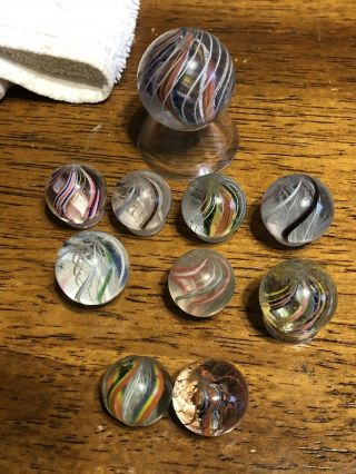 10 Antique German Hand Made Marbles.
