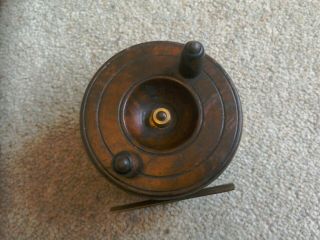 Vintage Wood And Brass Fishing Reel