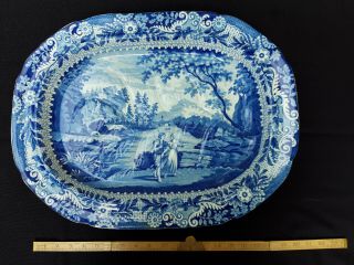 Very Large Blue StaffordshireTransferware Platter 19th Century 2