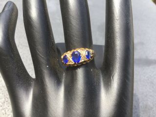 Victorian Antique Sapphire And Diamond Gypsy Ring Marked For Birmingham 1903