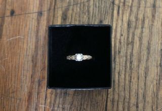 Estate Antique 14k Yellow Gold Round Diamond Solitaire Engagement Bridal Ring
