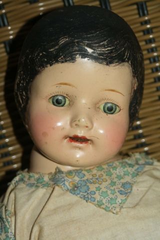 Vintage Antique Composition Doll 20  Open Close Eyes Painted Hair Crier