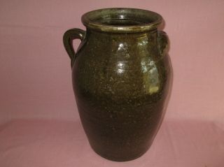 Antique 19th C Southern Stoneware Redware Alkaline Glaze 4 Gal Georgia Jar Crock 3