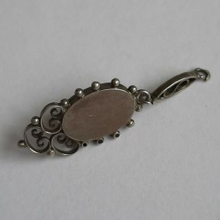 Antique Edwardian solid silver opal? Gemstone filigree pendant vintage jewellery 3