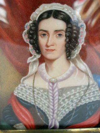 Antique English Late 19th Century Portrait Miniature Painting Of A Lady