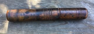 Old Antique Carved Turned Wood Wooden Treen Sewing Needle Case