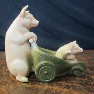 Antique German Porcelain Pig Fairing Group