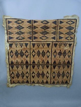 Large Antique Polynesian Tapa Bark Cloth Hand Painted 48 X 48 Inches