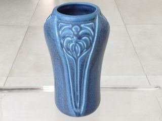Antique Rookwood Pottery 1931 Blue Vase No 2141 Floral Rare Vintage Arts Crafts 2