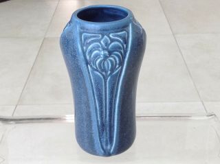 Antique Rookwood Pottery 1931 Blue Vase No 2141 Floral Rare Vintage Arts Crafts 4