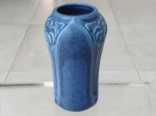 Antique Rookwood Pottery 1931 Blue Vase No 2141 Floral Rare Vintage Arts Crafts 7