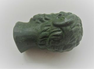 EUROPEAN FINDS ANCIENT ROMAN BRONZE STATUE FRAGMENT HEAD OF BEARDED MALE 4