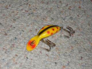 Vintage Heddon Tadpolly 3 " Fishing Lure - Yellow Spotted -